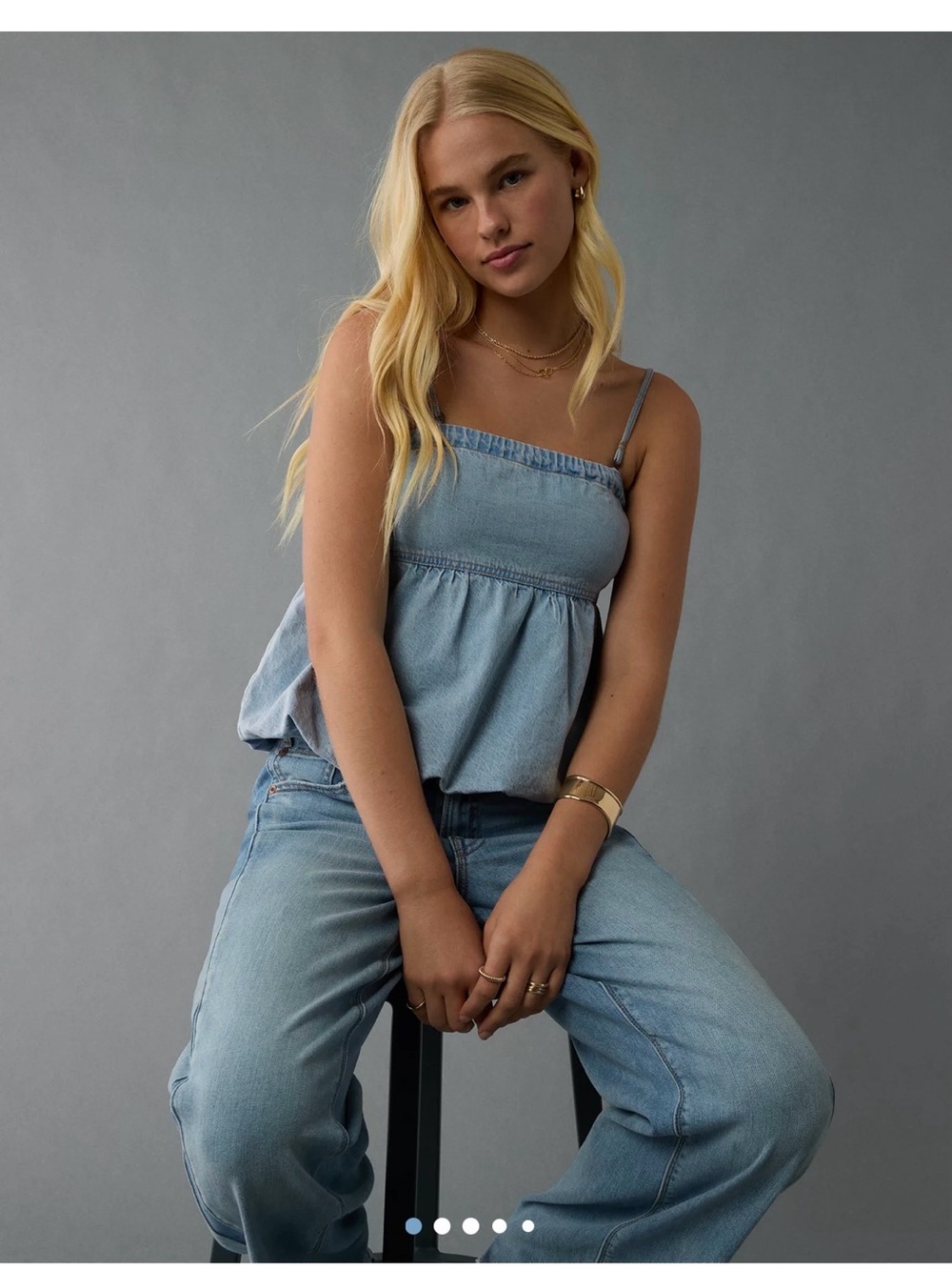 AE Denim Bubble Tube Top